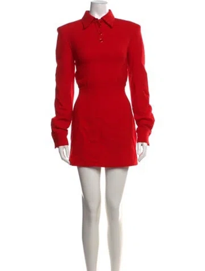 Pre-owned Rowen Rose Wool Mini Dress In Red