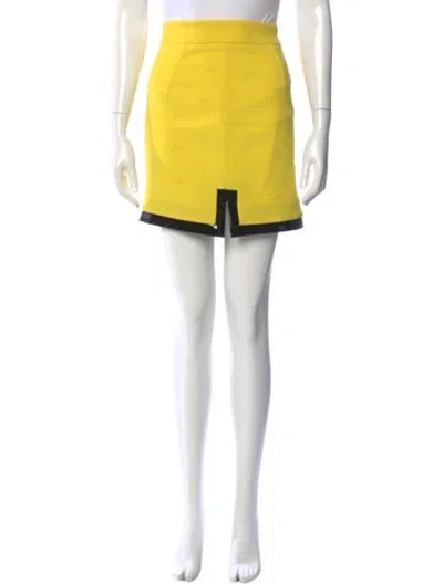 Pre-owned Rowen Rose Wool Mini Skirt In Yellow