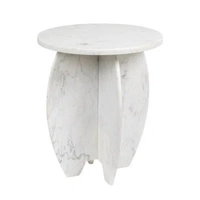 Rowena Interiors Alton Modern Sculptural Marble Table With Interlocking Base In White