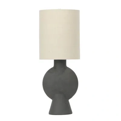 Rowena Interiors Amara Sculptural Terracotta Table Lamp With Linen Shade In Black
