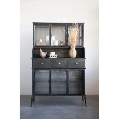 Rowena Interiors Antique Metal Dining Hutch In Black