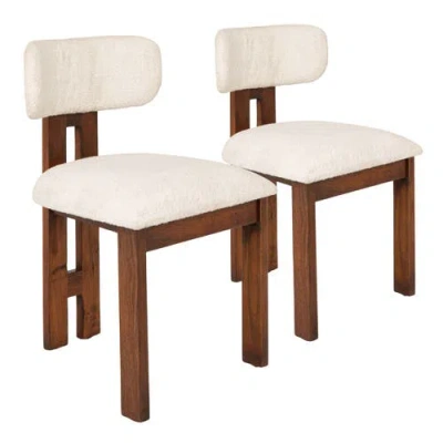 Rowena Interiors Armless Upholstered Dining Chairs, Set Of 2 In Brown