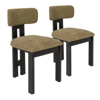Rowena Interiors Armless Upholstered Dining Chairs, Set Of 2 In Green