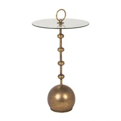 Rowena Interiors Artisan Metal And Glass Pedestal Table In Gold