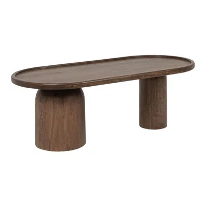 Rowena Interiors Asymmetrical Oval Mango Wood Coffee Table With Raised Tray Edge In Brown
