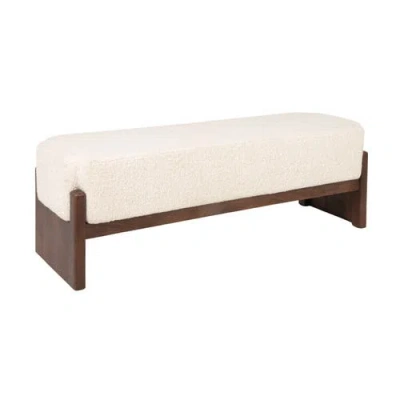 Rowena Interiors Bench With Recessed Cushion And Slat-style Legs In Brown