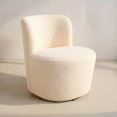 Rowena Interiors Boucle Swivel Accent Chair With Textured Upholstery In Neutral