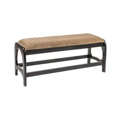 Rowena Interiors Brady Mango Wood Arch Bench In Brown Velvet