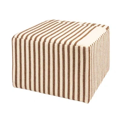 Rowena Interiors Breck Wool Kilim Upholstered Coffee Table Ottoman In Brown;cream
