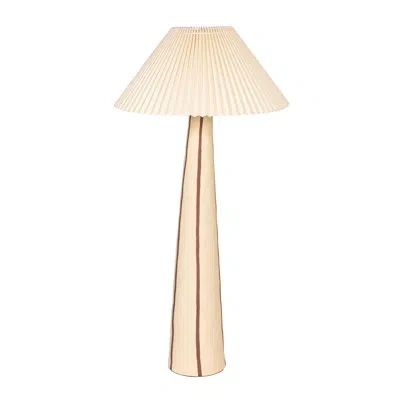 Rowena Interiors Chloe Stoneware Floor Lamp With Tapered Base And Pleated Shade In Neutral
