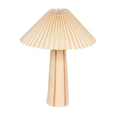 Rowena Interiors Chloe Stoneware Table Lamp With Tapered Base And Pleated Shade In Brown;tan