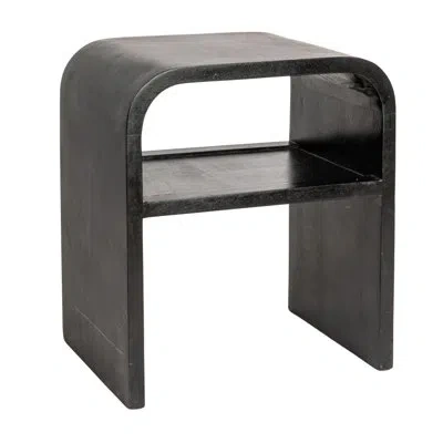Rowena Interiors Clyde Modern Waterfall Edge Mango Wood End Table With Shelf In Black