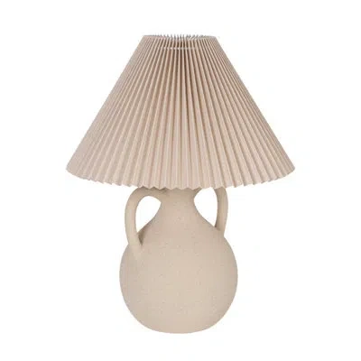 Rowena Interiors Cream Stoneware Table Lamp With Linen Shade