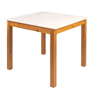 Rowena Interiors Elliot Square Teak And Marble Dining Table In Brown