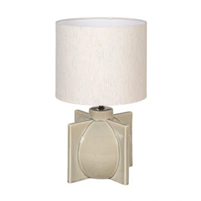 Rowena Interiors Grey Ceramic Table Lamp With Crossed Base And Linen Shade In Gray