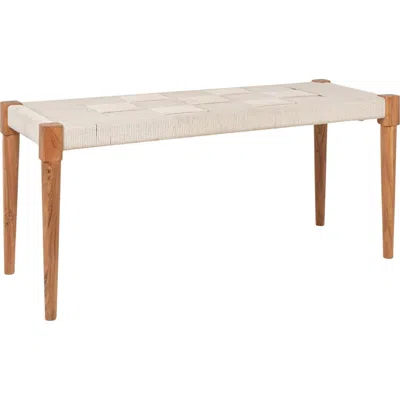 Rowena Interiors Handwoven Bench With Tapered Legs In Neutral