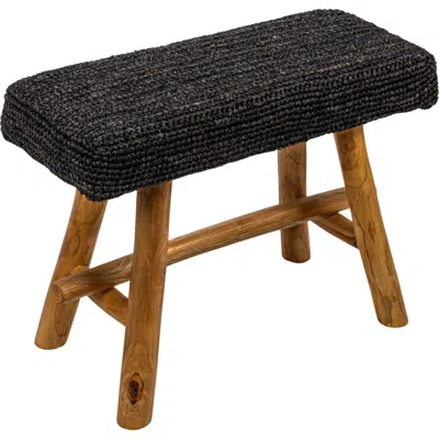 Rowena Interiors Handwoven Rectangular Stool In Black