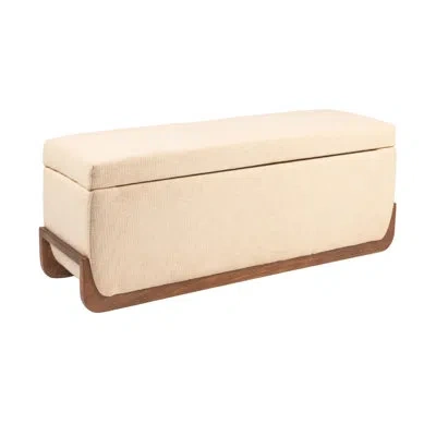 Rowena Interiors Hawthorne Mango Wood And Boucle Storage Bench In Cream