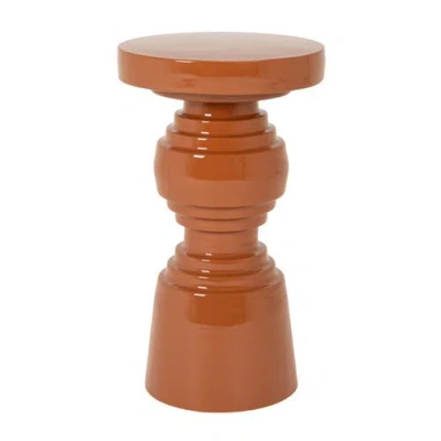 Rowena Interiors High-gloss Stacked Pedestal Accent Table In Orange