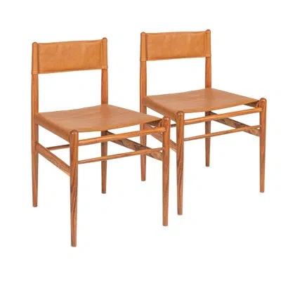 Rowena Interiors Ikast Acacia Wood And Leather Dining Chair In Brown