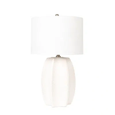 Rowena Interiors Isla Stoneware Table Lamp With Sculpted Edge In Ivory