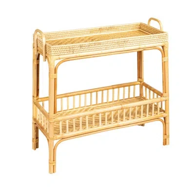 Rowena Interiors Lily Rattan And Bamboo Console Table With Shelf In Natural