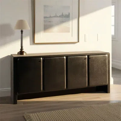 Rowena Interiors Mango & Acacia Wood Sideboard With 4 Doors In Black
