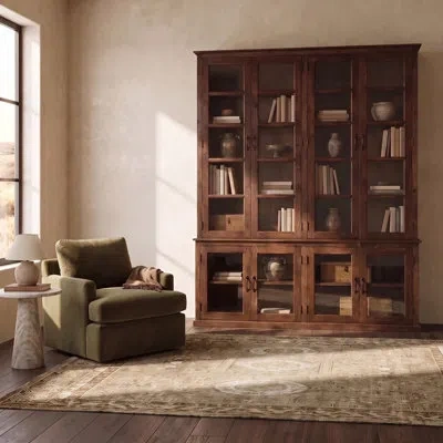 Rowena Interiors Mango Wood & Glass 2-piece Cabinet With Glass Doors In Brown