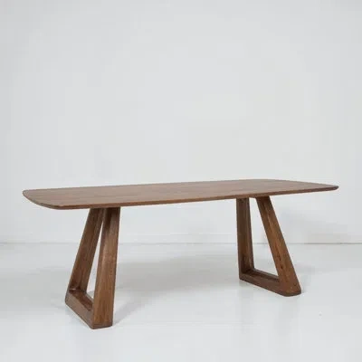 Rowena Interiors Mango Wood Rectangular Dining Table With Angular Base In Brown
