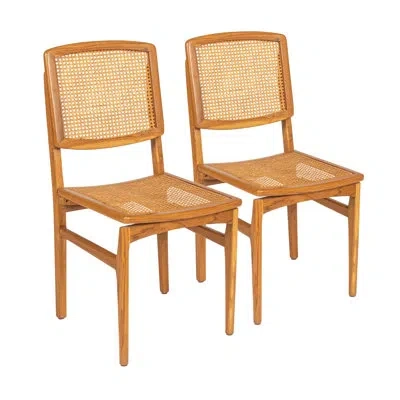 Rowena Interiors Morgan Teak Wood And Cane Dining Chairs In Natural