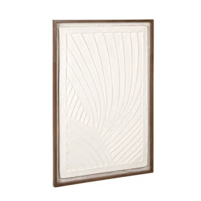 Rowena Interiors Oak Wood Framed Textured Wall Art Panel With Organic Relief Design, Cream In Gold