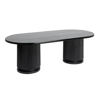 Rowena Interiors Octavia Mango Wood Pedestal Coffee Table With Ribbed Base In Black