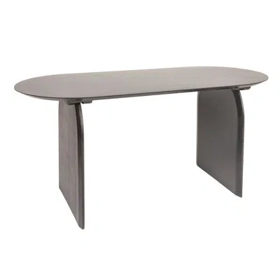 Rowena Interiors Pill-shaped Acacia Wood Dining Table With Half-moon Base In Black