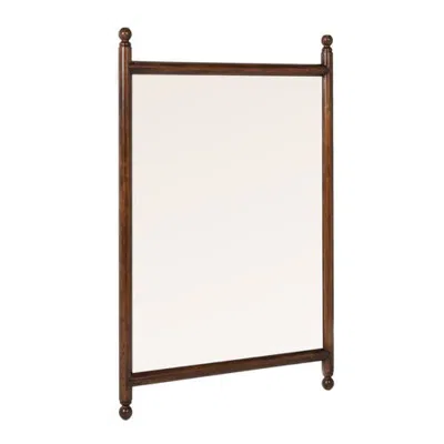 Rowena Interiors Rectangular Dowel Frame Wall Mirror With Finial Accents In Brown