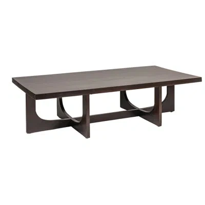 Rowena Interiors Rectangular Mango Wood Coffee Table With Modern Trestle Base In Black Walnut