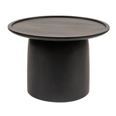 Rowena Interiors Romy Round Mango Wood Accent Table With Tapered Drum Base In Black