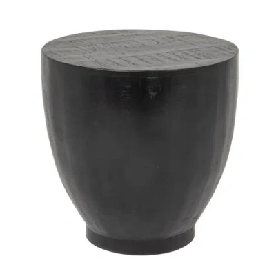 Rowena Interiors Round Drum End Table With Combed Finish In Black