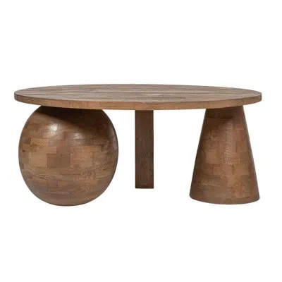 Rowena Interiors Round Mango Wood Coffee Table With Ball And Beam Base In Walnut