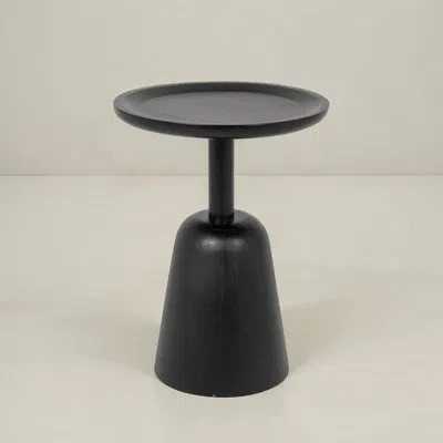 Rowena Interiors Round Mango Wood Pedestal Side Table In Black