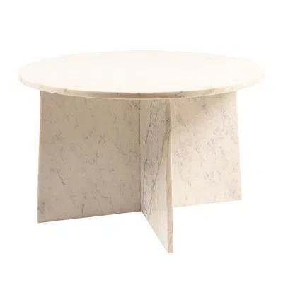 Rowena Interiors Round Marble Coffee Table With Interlocking Cross Base In White