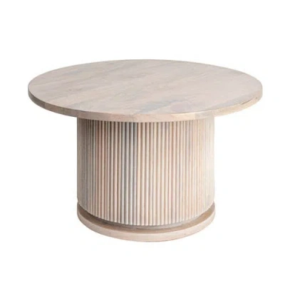 Rowena Interiors Round Pedestal Coffee Table With Ribbed Base In Neutral
