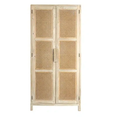 Rowena Interiors Rowan Mango Wood And Cane Cabinet With 3 Shelves And 2 Doors In Natural