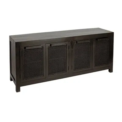 Rowena Interiors Rowan Mango Wood And Cane Sideboard Or Media Cabinet In Black