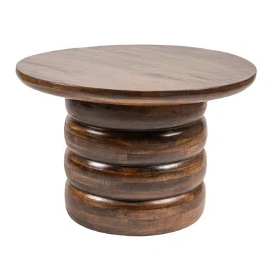 Rowena Interiors Sable Round Mango Wood Coffee Table With Ribbed Base In Brown