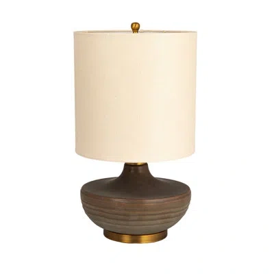 Rowena Interiors Salem Stoneware Table Lamp With Elongated Drum Shade In Brown