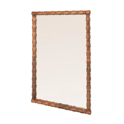Rowena Interiors Sculptural Bobbin Frame Wall Mirror In Brown