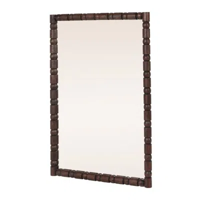 Rowena Interiors Sculptural Bobbin Frame Wall Mirror In Dark Brown