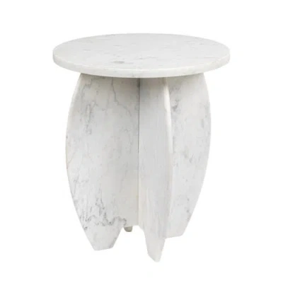 Rowena Interiors Sculptural Interlocking Base Accent Table In White