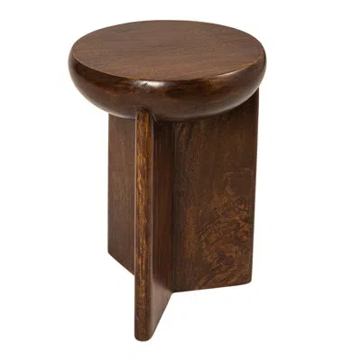 Rowena Interiors Semi-sphere Mango Wood Accent Table With Solid Legs In Walnut