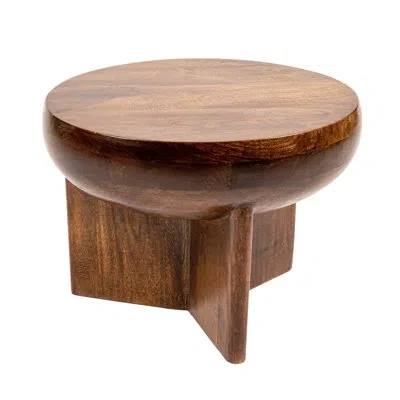 Rowena Interiors Semi-sphere Mango Wood End Table With Solid Legs In Brown